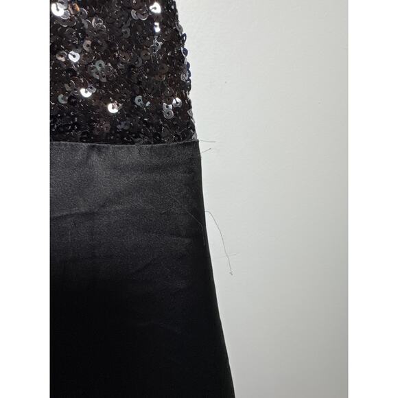 Brand New House of Harlow Sequined Black Satin Slip Dress Small Midi - Picture 5 of 10